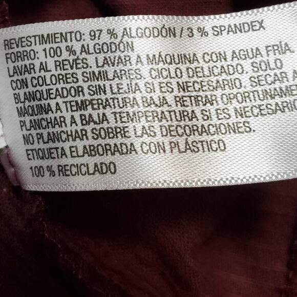 Xhilaration Corduroy Women Burgundy Adjustable Wide Leg Jumpsuit Size Large NEW - Picture 10 of 13